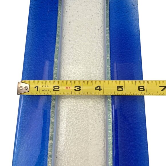 Long Rectangular Cobalt Blue Art Glass Display Tray Dish Platter Candle Holder - Picture 10 of 10